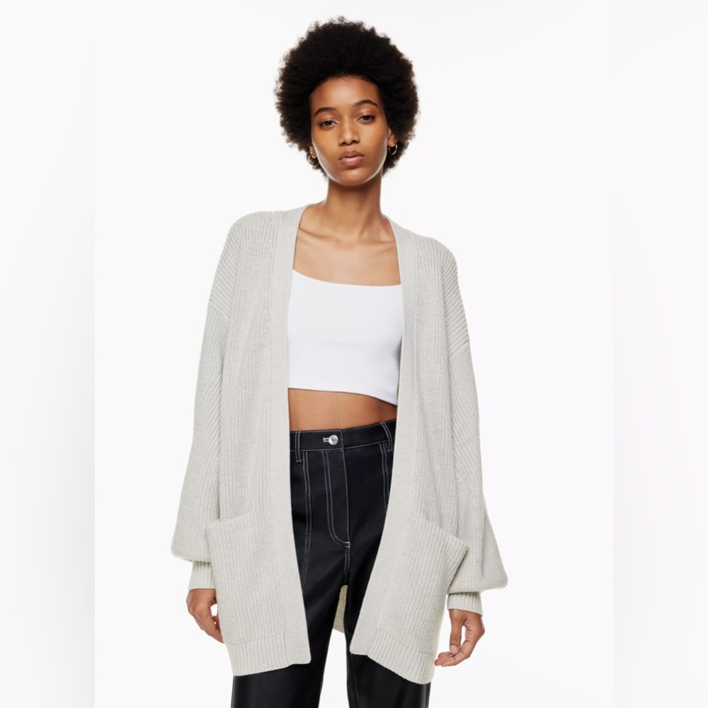 Unwind cardigan Aritzia Wilfred free 2XS in heather birch